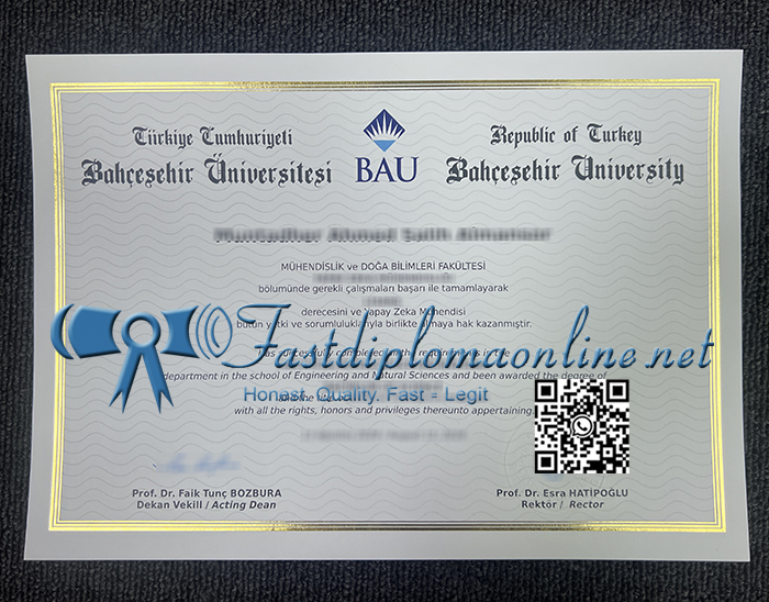 Bahcesehir University diploma