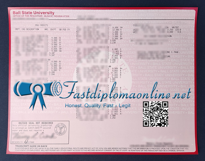 Ball State University transcript