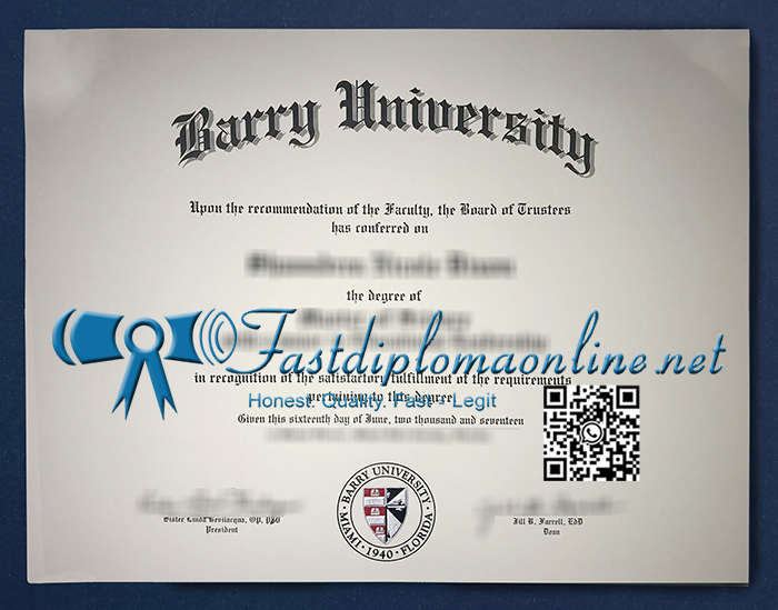 Barry University diploma