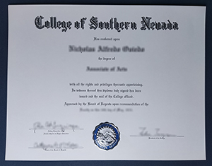 College of Southern Nevada diploma-f