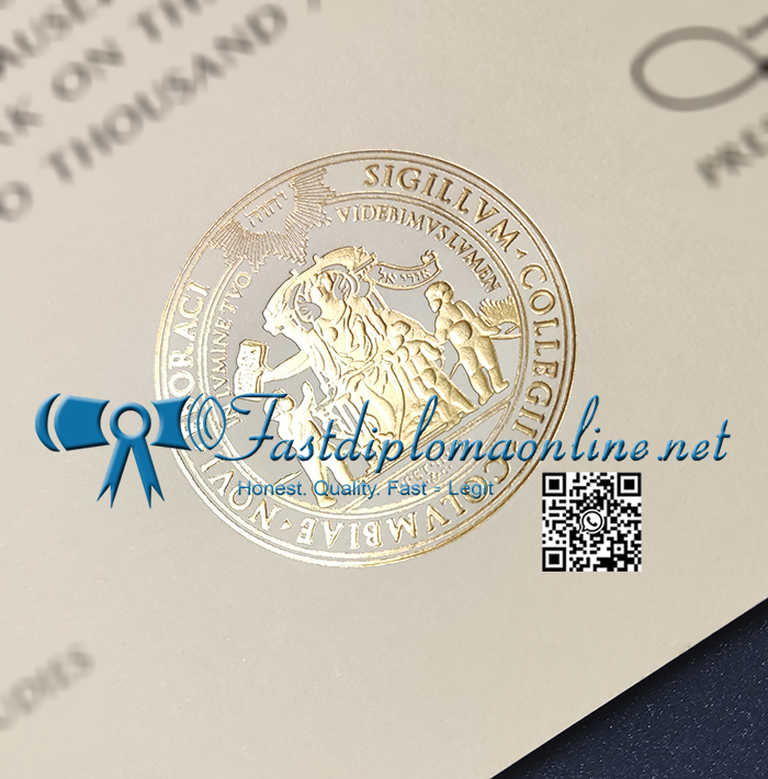 Columbia University diploma of gold seal