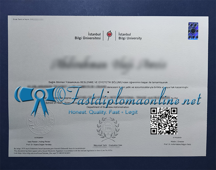 Istanbul Bilgi University diploma