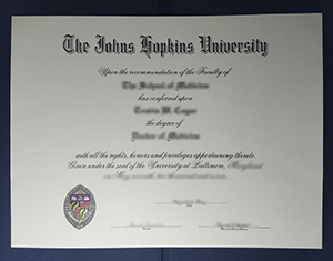 Johns Hopkins University diploma
