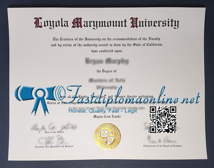 Loyola Marymount University diploma
