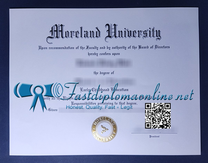 Moreland University diploma